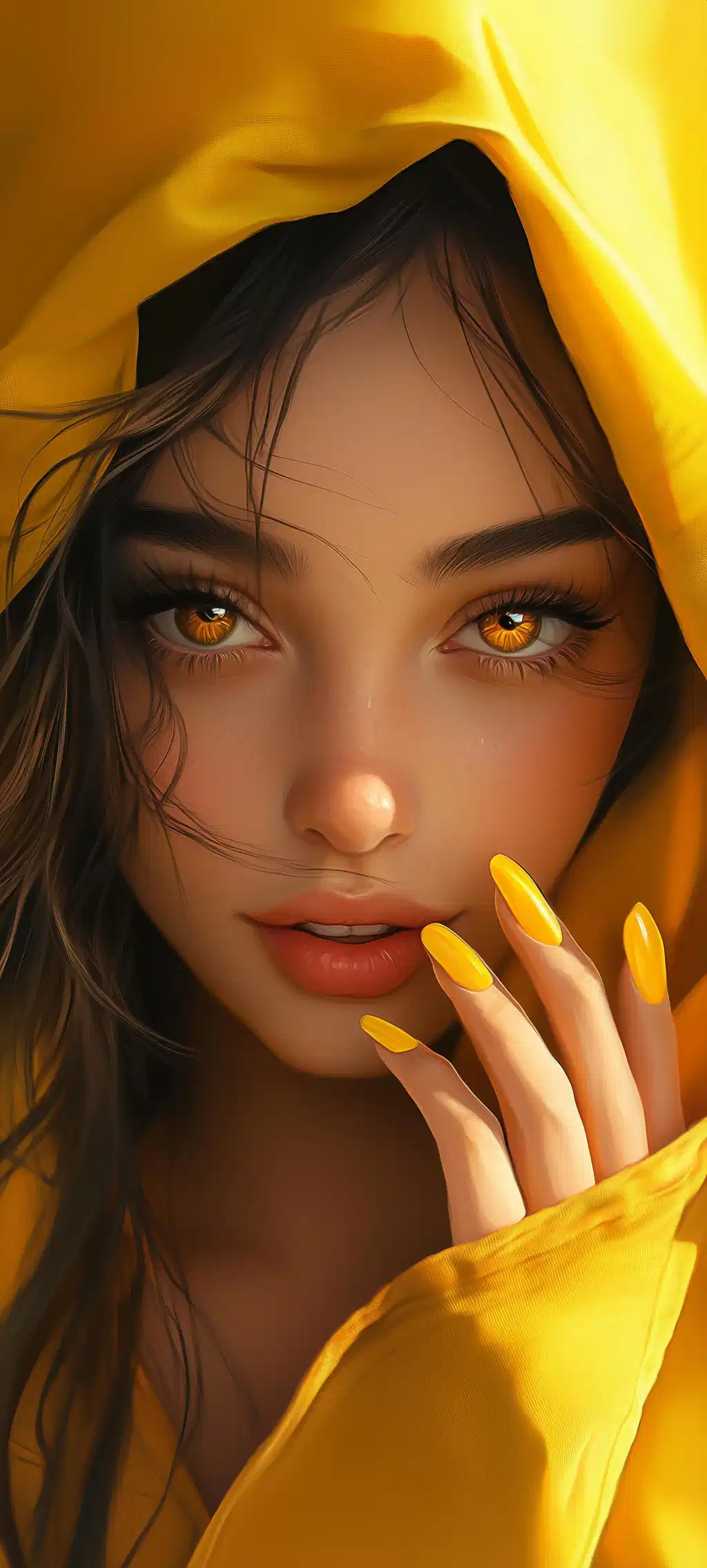 Beautiful Girl in Yellow Hoodie Wallpaper